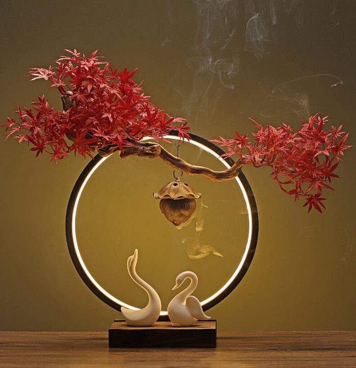 LED Ring Incense Burner – Swans Flying Together - Image 3