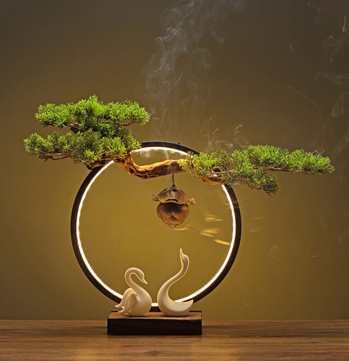 LED Ring Incense Burner – Swans Flying Together