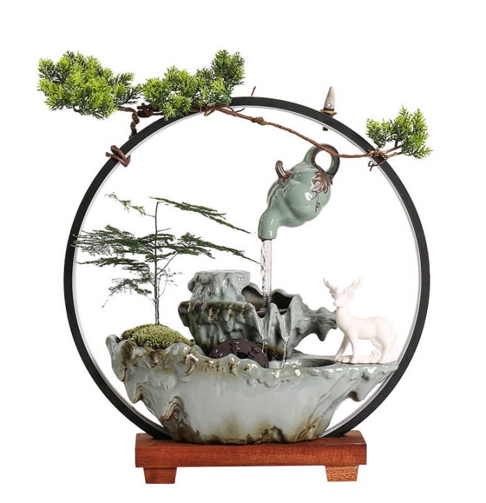 Hanging Pot Design Ceramics Incense Burner with Fish Tank - Image 2